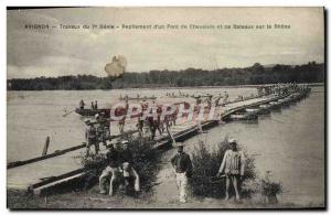 Postcard Old Army 7th of Avignon Construction Genie Folding d & # 39un trestl...