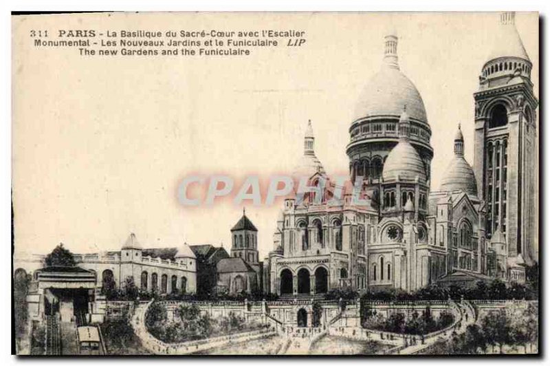 Postcard Old Paris The Sacre Coeur Basilica with the Monumental Staircase New...