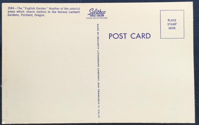 Postcard Lambart Gardens, Portland, OR LB