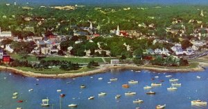 Postcard Early Aerial View of Plymouth, MA.    S6