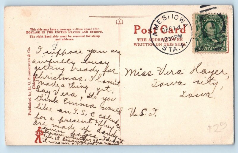 Ames Iowa Postcard First Methodist Episcopal Church Exterior View c1908 Vintage