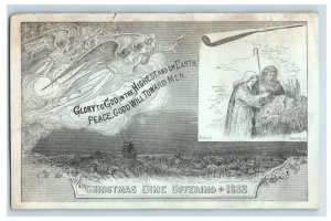 1880's Engraved Angels Jesus Mary Christmas Offering Victorian Trade Card P130