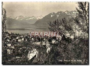 Postcard Old Pully and the Alps