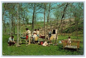 c1950's Family Picnic Playground Cherokee Village Arkansas AR Unposted Postcard