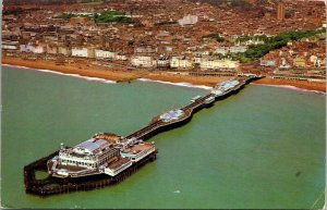 Palace Pier Brighton Manchester Airport VTG Postcard 9p Stamps WOB Note 