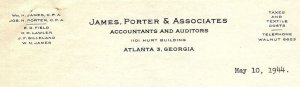 1944 James, Porter & Associates Accountants and Auditors Atlanta GA Letter 13-88