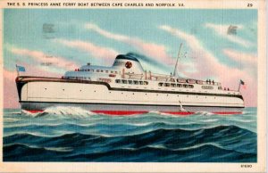 Virginia - S.S. Princess Anne Ferry - Between Cape Charles & Norfolk - 1939