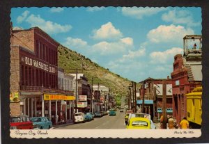 NV Virginia City Main St Old Washoe Club Sharon House Nevada Postcard