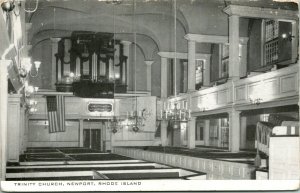 Vtg Postcard RPPC - Trinity Church Interior Newport RI Rhode Island Unused Q18