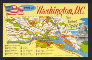 THIS IS WASHINGTON D.C. MAP VINTAGE POSTCARD