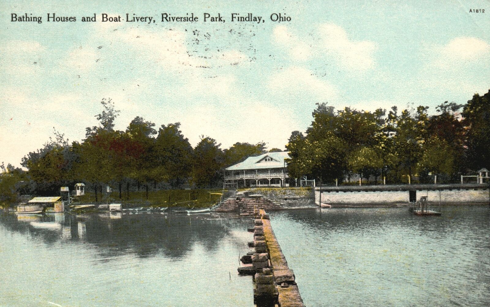 Vintage Postcard 1909 Bathing Houses And Boat Livery Riverside Park ...