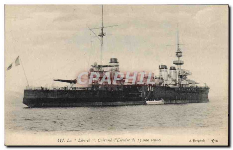 Old Postcard Boat La Liberte Breastplate d & # 39escadre
