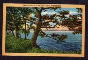 VT Greetings from BRANDON VERMONT Postcard Linen PC