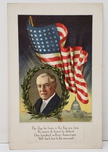 Patriotic Woodrow Wilson Flag Series USA The Flag he Loves Postcard C9