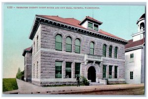 Olympia Washington Postcard Thurston County Court House City Hall c1910 Vintage