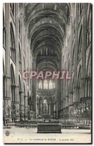 Old Postcard The Cathedral Of Rouen The Great Nave