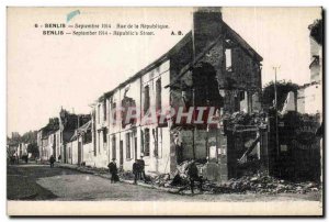 Old Postcard Senlis Septenbre Rue de la Republique Senlis September Republic'...