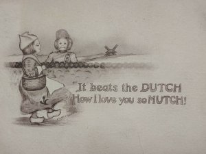 Postcard Dutch Poem Humor Holland Black & White Unposted 2535