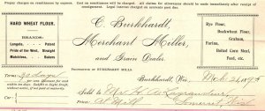 1895 BURKHARDT WISCONSIN C. BURKHARDT GRAIN DEALER BILLHEAD INVOICE Z647