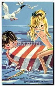 Old Postcard Fantasy Humor Swimsuit
