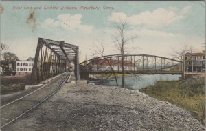 Postcard West End and Trolley Bridges Waterbury CT