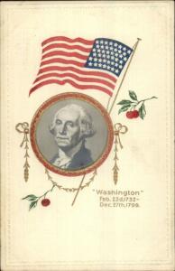George Washington & American Flag Nicely Embossed Real Photo of Art Inset PC