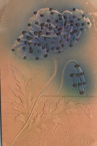 Vintage Postcard 1910's Many Happy Returns Beautiful Blue Flowers Bloom Greeting