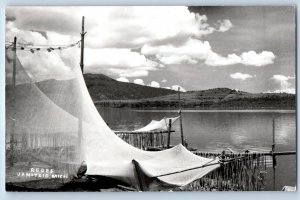 Michoacan Mexico Postcard Redes Janitzio Lake c1940's RPPC Photo