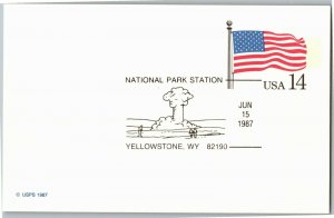 National Park Station Yellowstone WY c1987 U.S. Postal Service Postcard C68