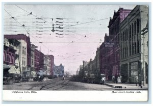 1908 Main Street Looking East Exterior Building Oklahoma City Oklahoma Postcard