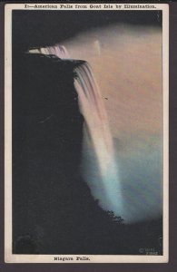 New York NIAGARA FALLS - American Falls from Goat Isle by Illumination ~ WB