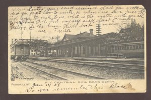 PEEKSKILL NEW YORK CENTRAL RAILROAD DEPOT TRAIN STATION NY VINTAGE POSTCARD