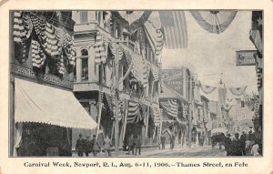 CARNIVAL WEEK THOMAS STREET FLAGS NEWPORT RHODE ISLAND POSTCARD (1906)