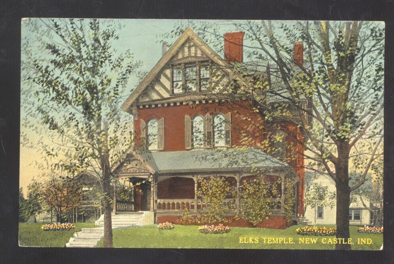 NEW CASTLE INDIANA ELKS TEMPLE LODGE VINTAGE POSTCARD