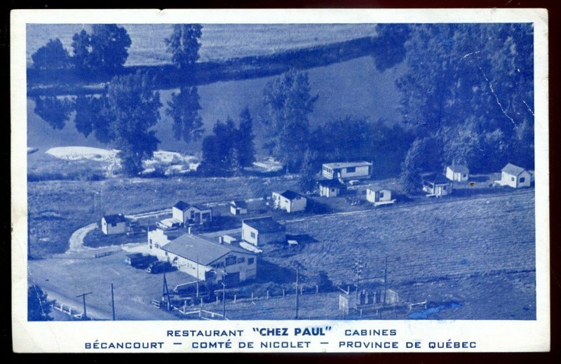 h4130 - BECANCOURT Quebec Postcard 1950 Chez Paul Cabins & Restaurant