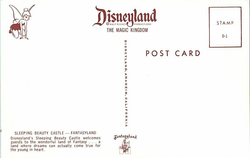 Disneyland Sleeping Beauty Castle Vintage Postcard Standard View Card