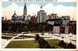 Pennsylvania Philadelphia Birds Eye View Logan Square and Boulevard 1927