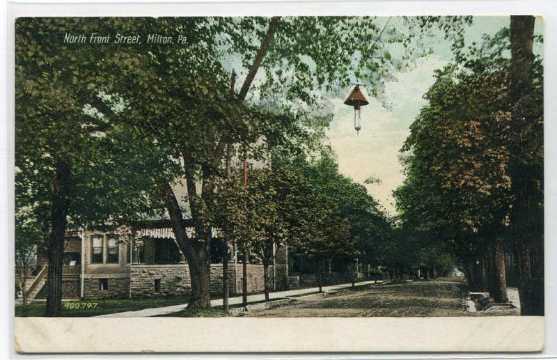 North Front Street Scene Milton Pennsylvania 1910s postcard