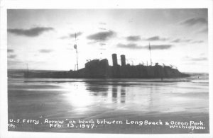 1947 Long Beach Ocean Park Washington Shipwreck RPPC Postcard 25-12138