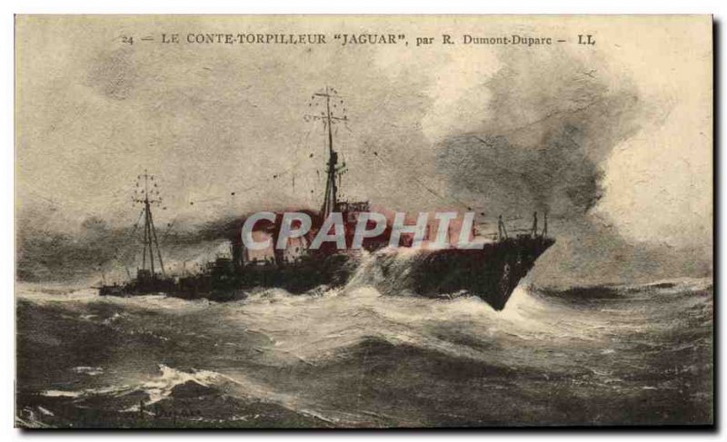 Postcard Old Boat War Against The Torpedo Jaguar R Dumont Dupare