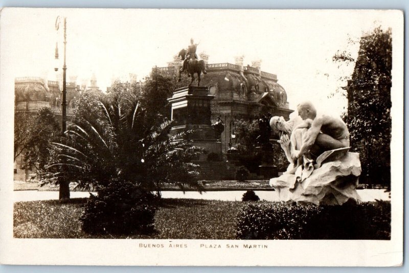 Buenos Aires Argentina Postcard Plaza San Martin & Monument c1930's RPPC Photo