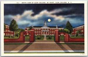 Southview Elon College By Night Elon College North Carolina NC Entrance Postcard