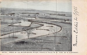 FRANKLIN FALLS NH~HEAD OF THE MERRIMACK RIVER~1900s W A STEWART POSTCARD