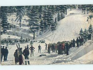 1940's Skiing CHARLESTON MOUNTAIN PARK Las Vegas Nevada NV ho8651