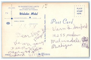 c1960 Sandstone Unites Webster Motel Exterior Building Angola Indiana Postcard