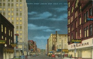 Fourth Street Looking West, Sioux City, Iowa Vintage Postcard