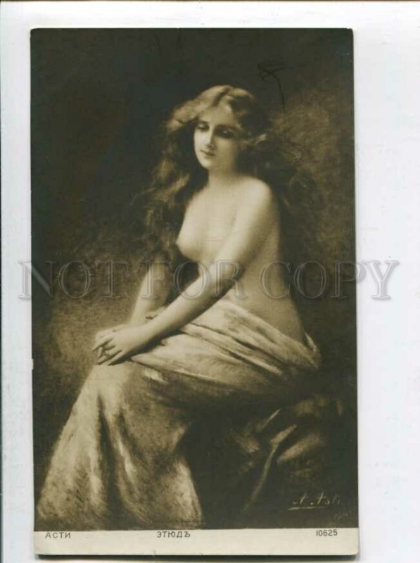 3120450 Semi-NUDE Belle LONG HAIR by Angelo ASTI old PHOTO Rus