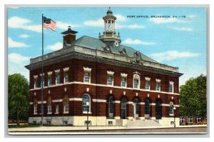Vintage 1940's Postcard Panoramic View Post Office Building Brunswick Georgia