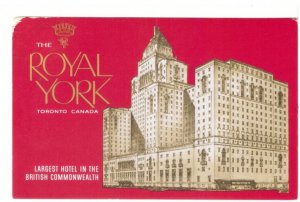 The New Royal York Hotel Toronto, Ontario Vintage Postcard