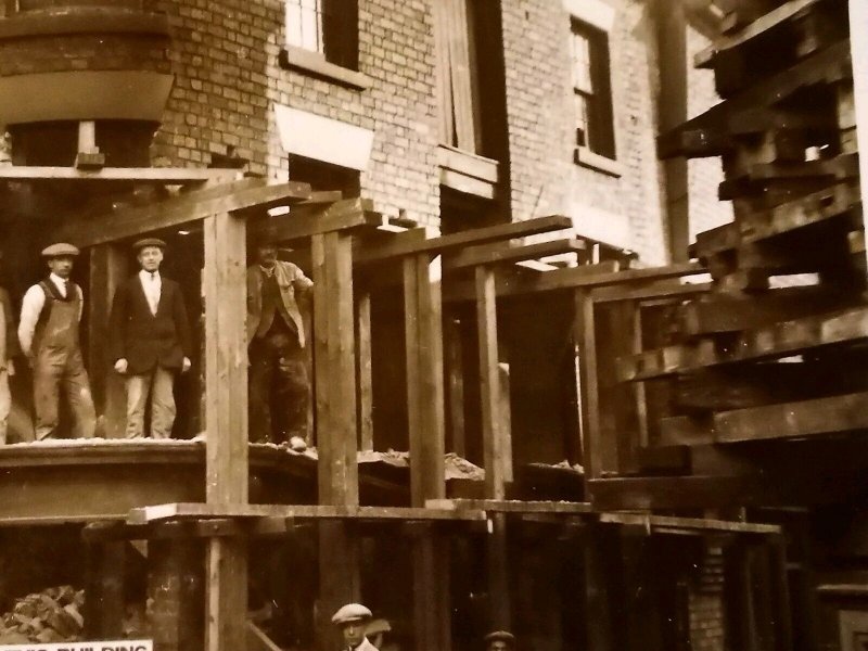 Real Photo Postcard RPPC Post WWII Era Raising Shops At Northwich Great Britain